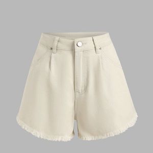 SOLID DENIM TASSEL SHORTS